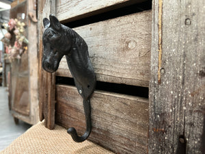 RUSTIC Brown  Cast Iron Horse Hook