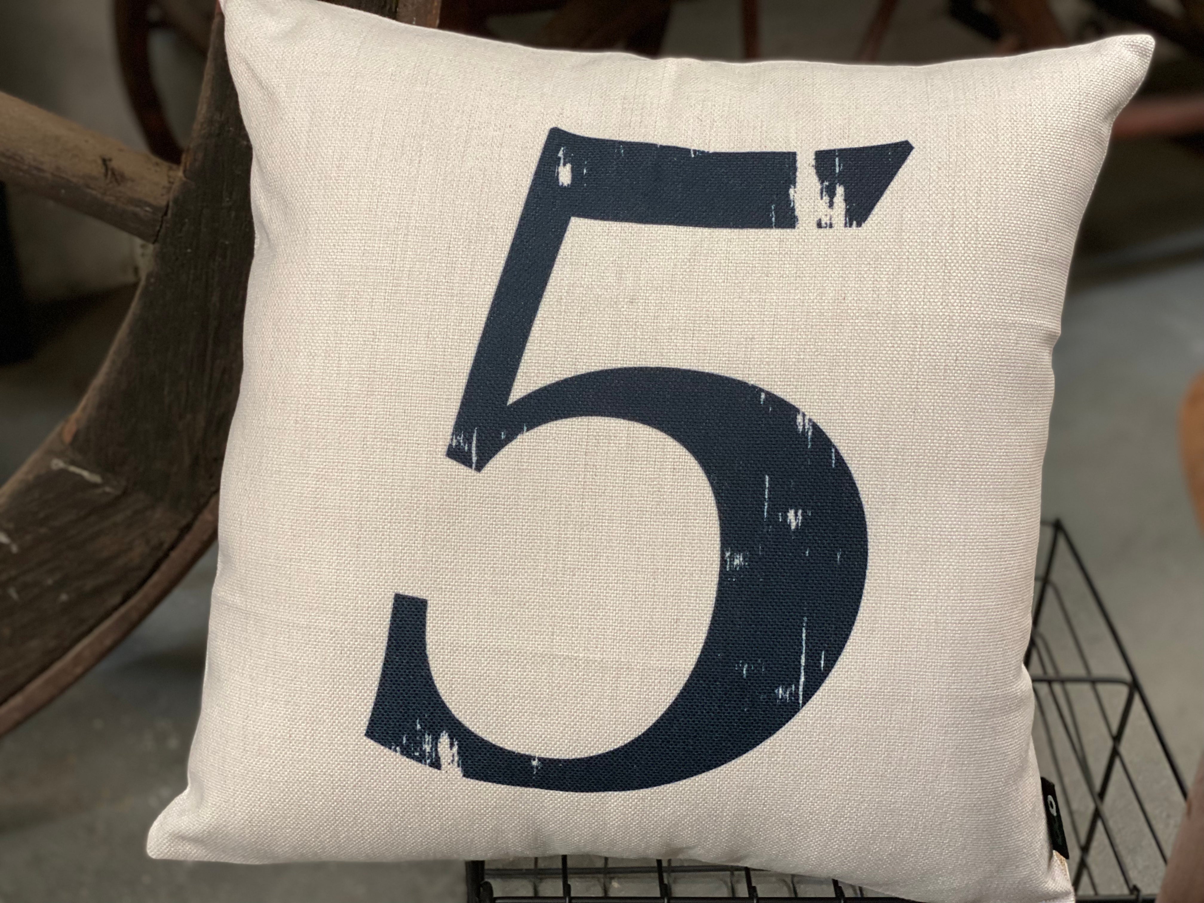 Vintage NUMBER 5 Large Cushion FREE Postage