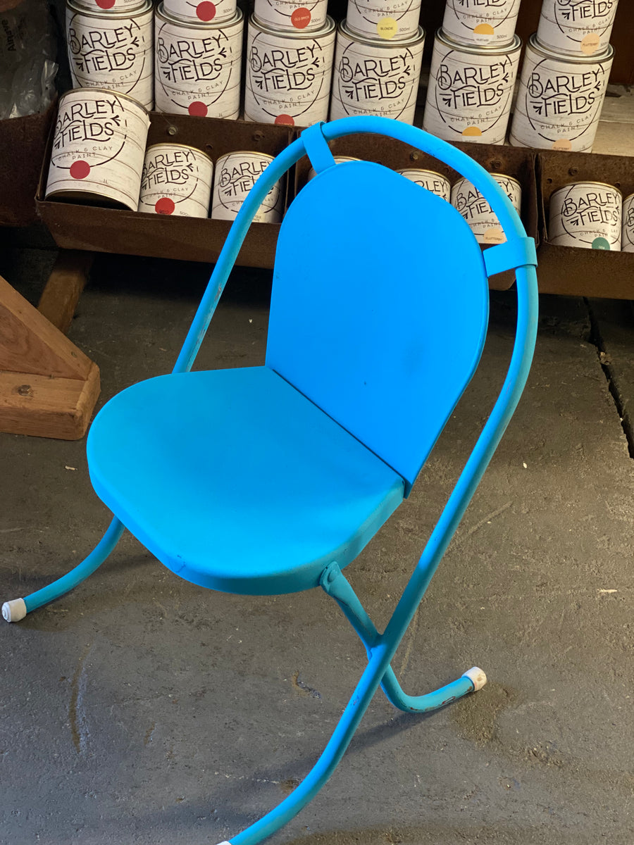 Vintage BLUE Metal Childs Chair The OLDE Farm Store