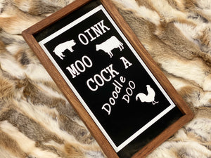 OINK MOO Handmade Timber Sign