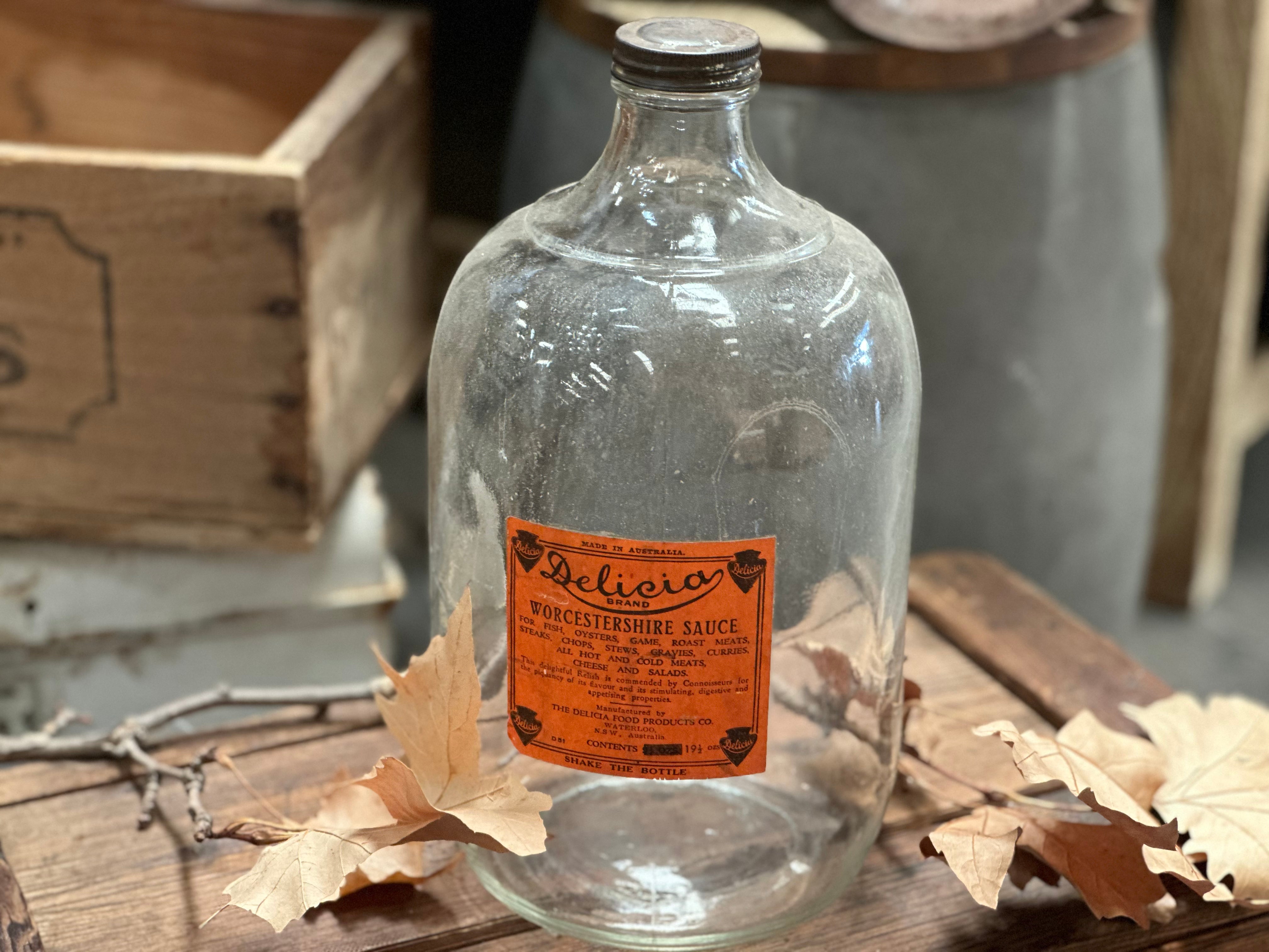 Jumbo Vintage Glass Worcestershire Sauce Bottle