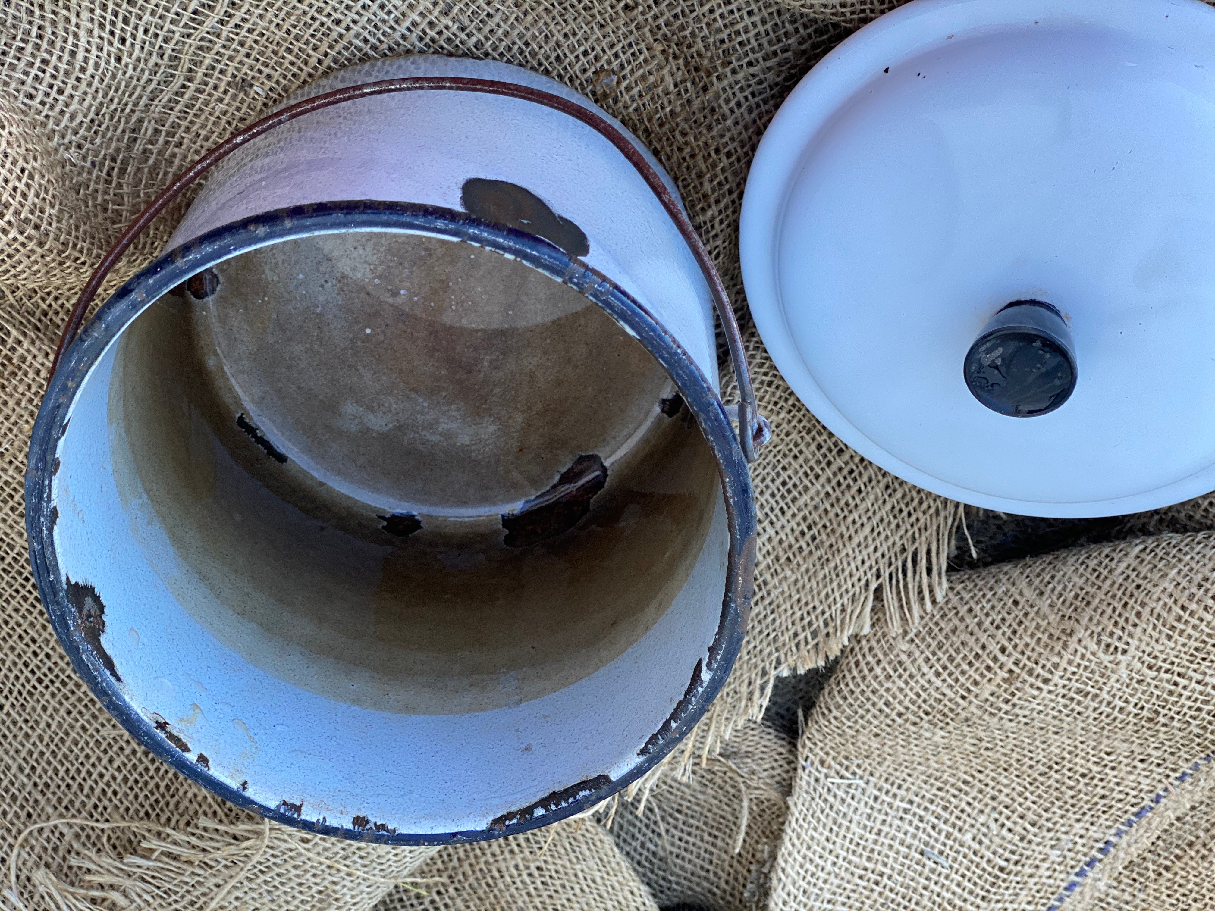 Vintage Enamel Billy with Lid