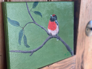 Original Hand Painted RED Bird Canvas