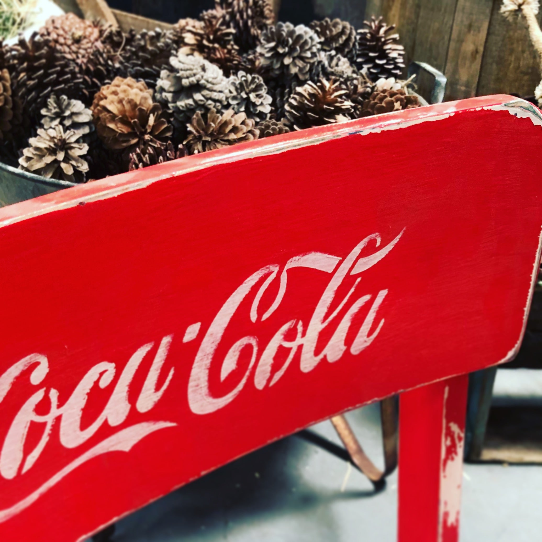 RED Chalk Painted Coke Cola Vintage Timber Chair