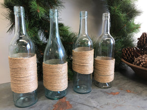 Handmade Vintage Bottles Set with JUTE
