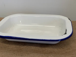 Enamel Vintage Blue Rim Dish