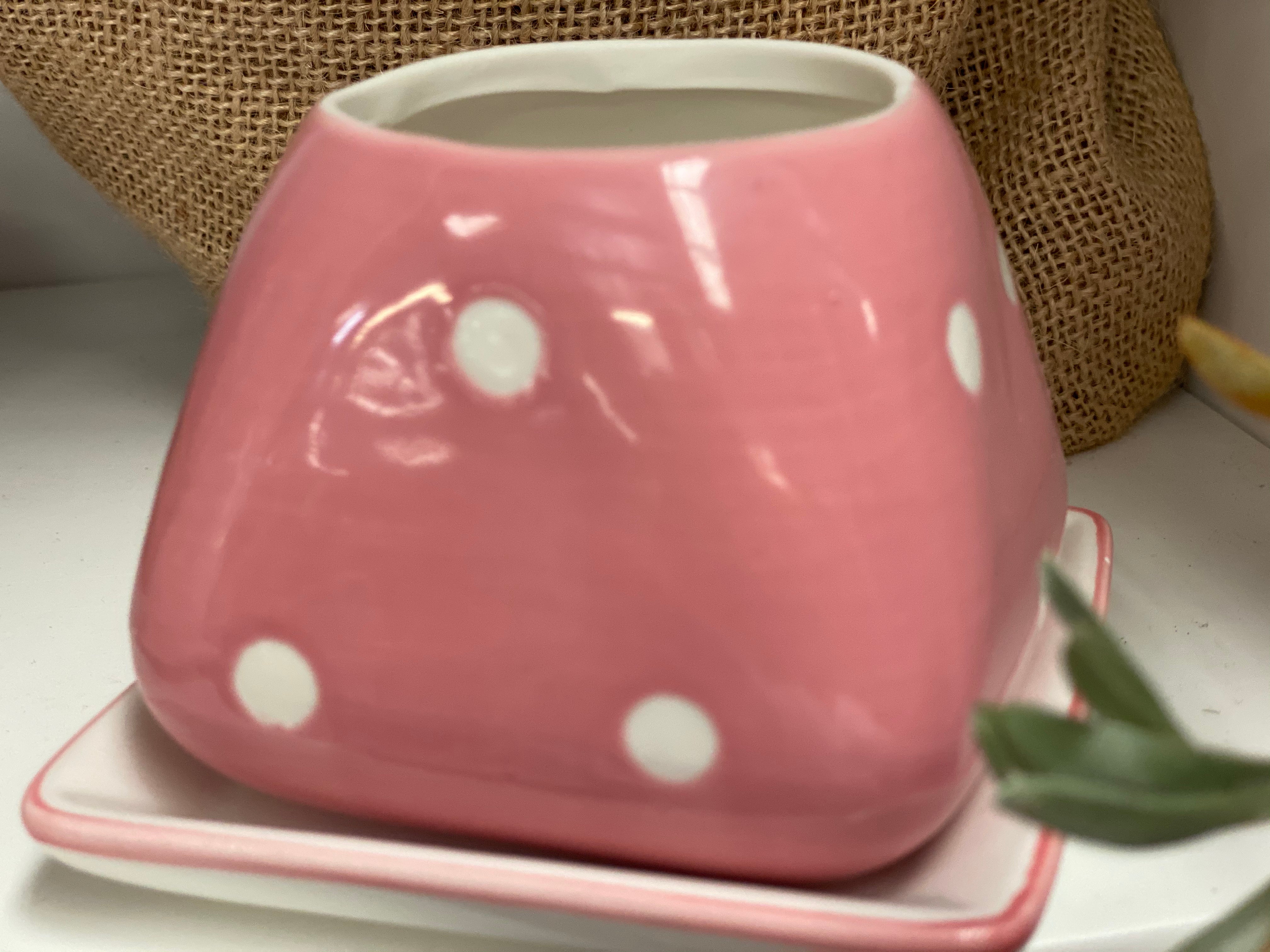 PINK Ceramic Pot and Saucer