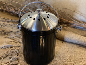 Black & Stainless 5L Compost Bin