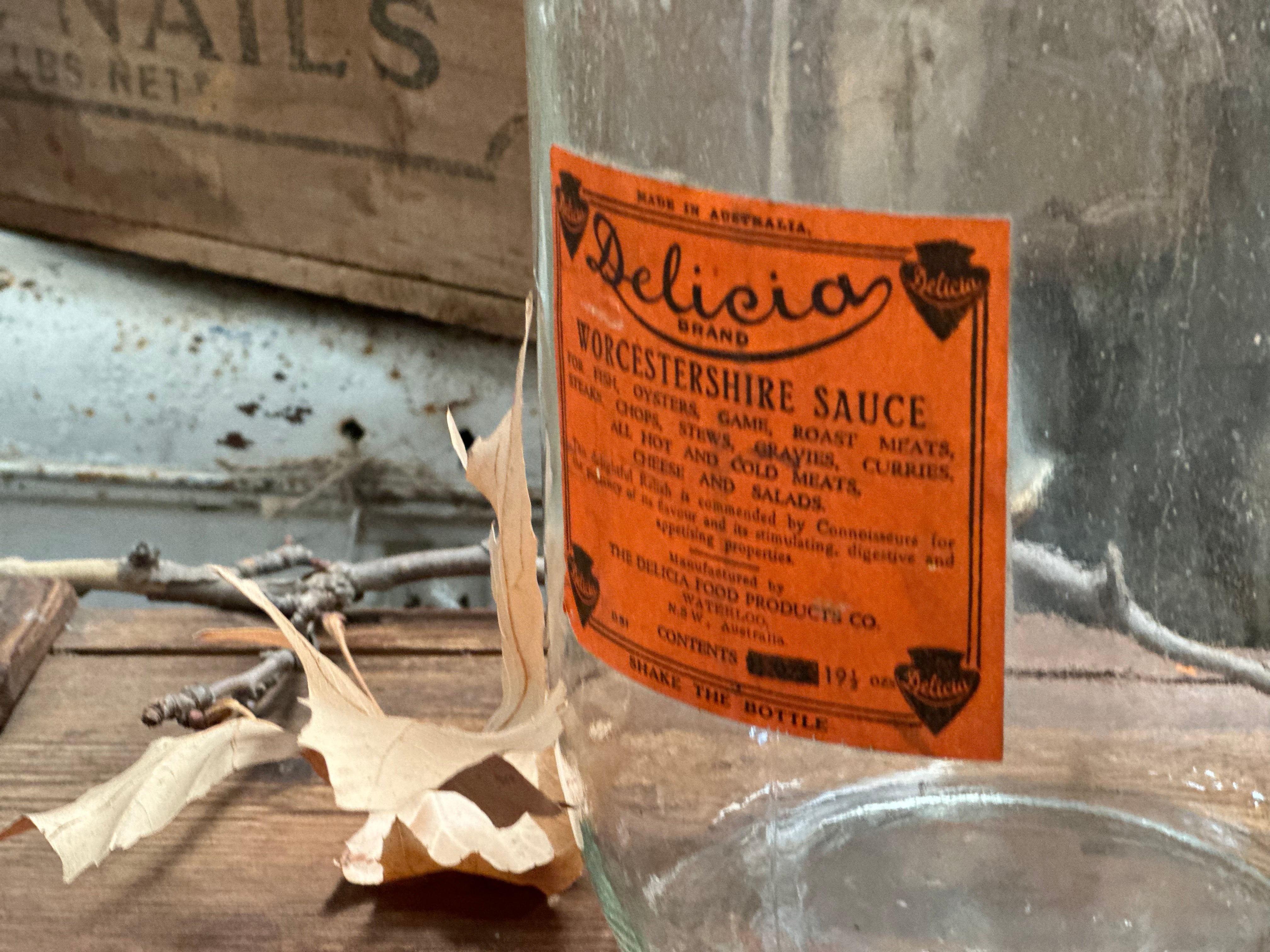 Jumbo Vintage Glass Worcestershire Sauce Bottle