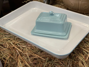 Enamel Duck Egg Blue Trim Tray
