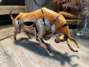 RED-ROCK BULL Metal SCULPTURE ART