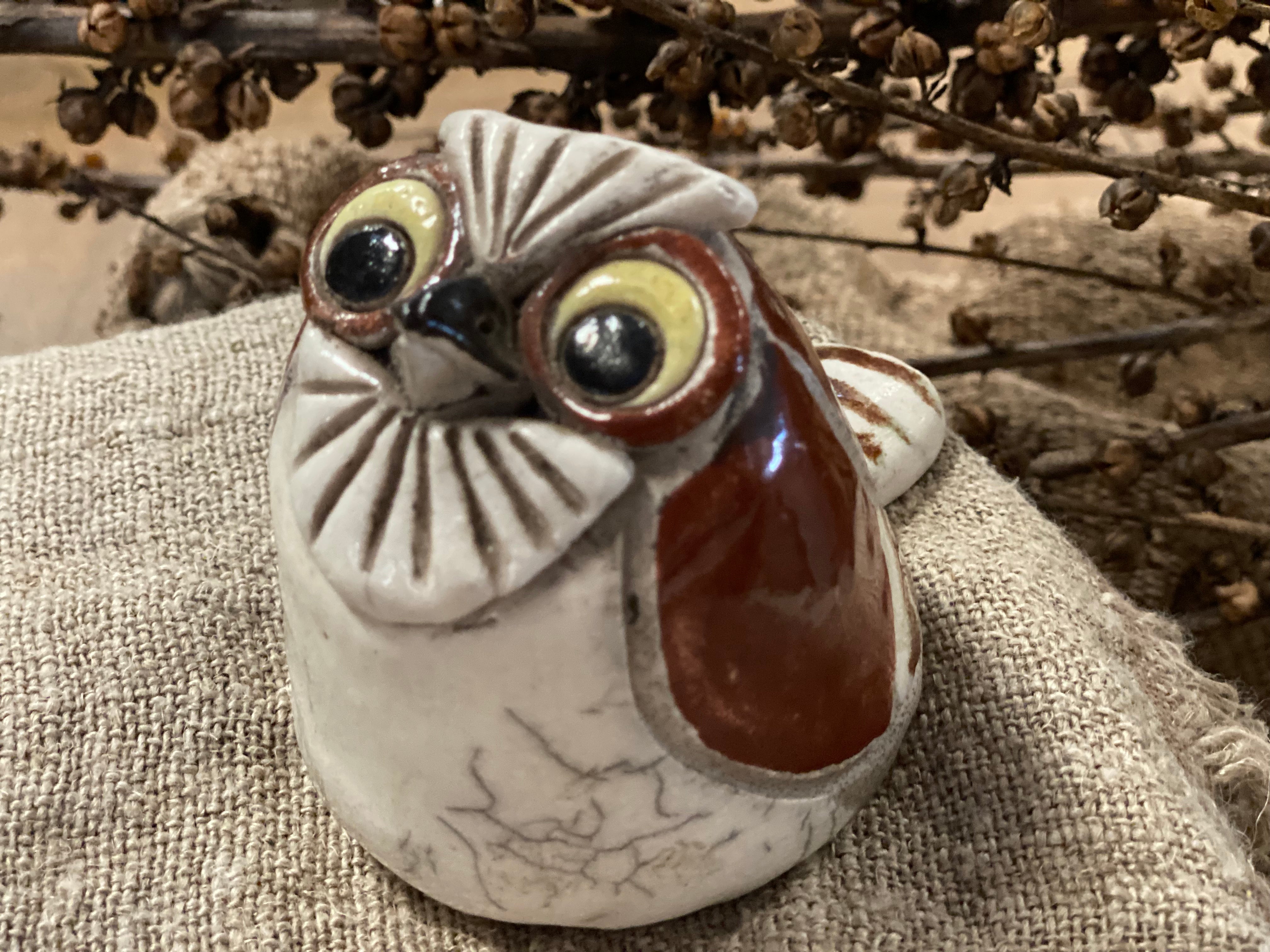 Handmade Pottery HOOT Owl FREE Postage