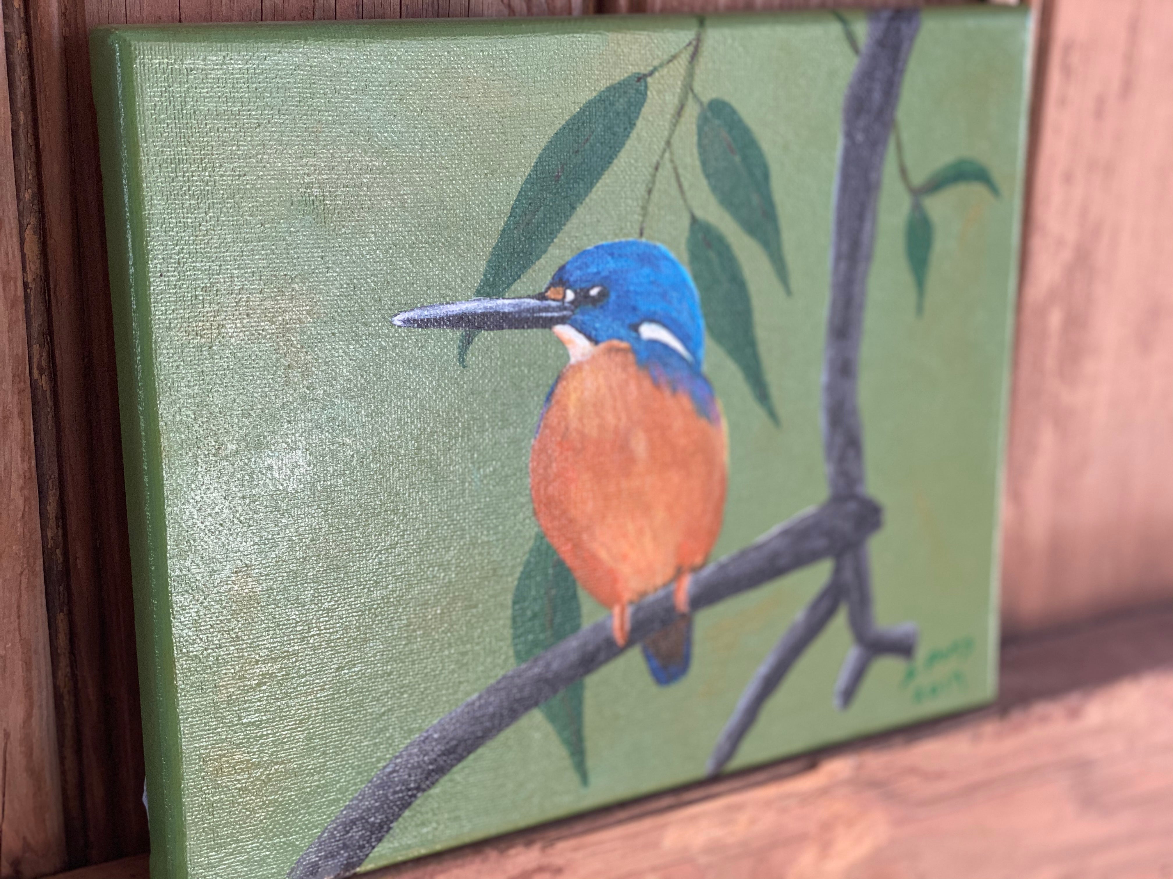 Original BLUE Bird Hand Painted Canvas Art