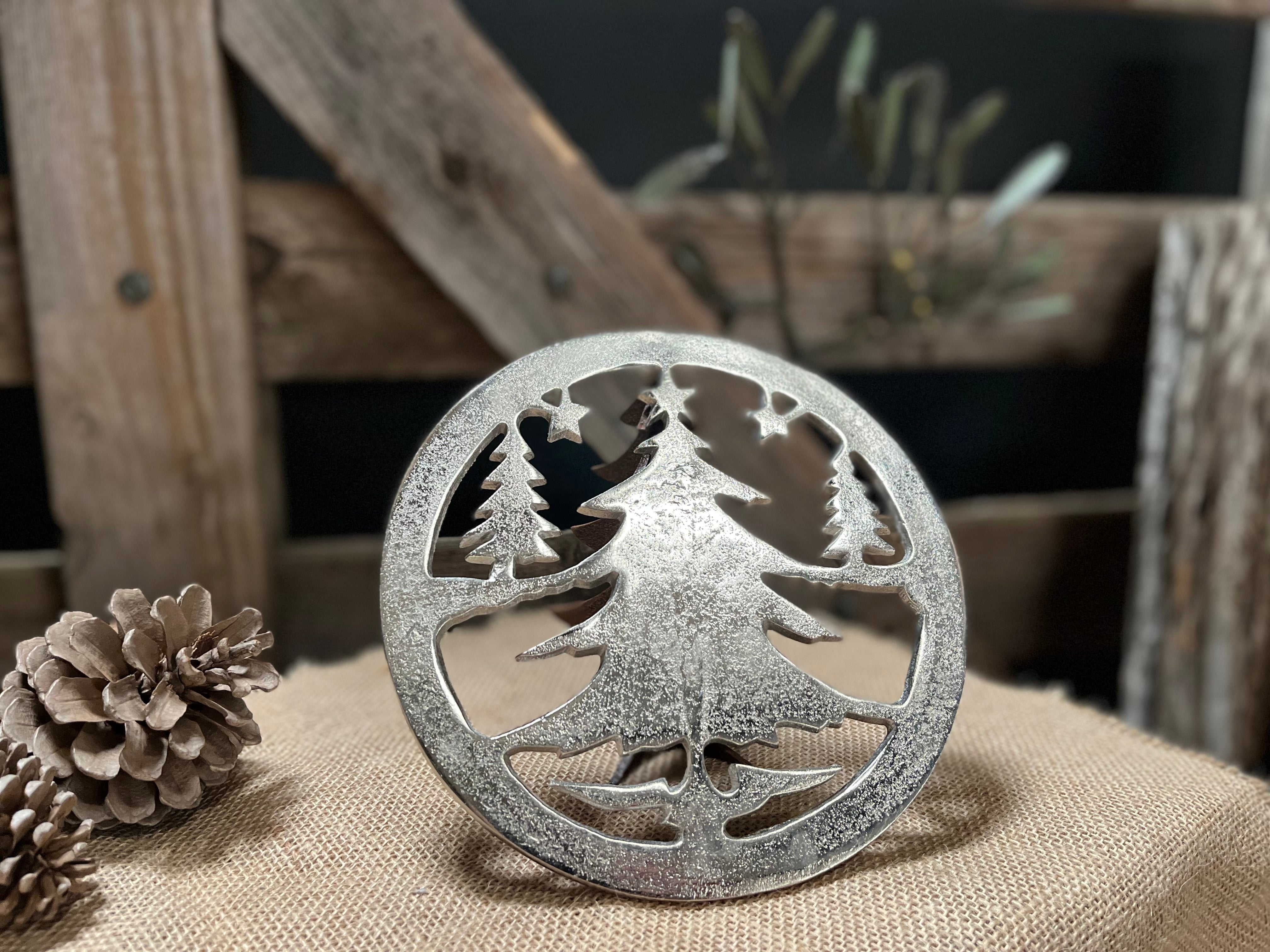 Silver Christmas Trivet Decor