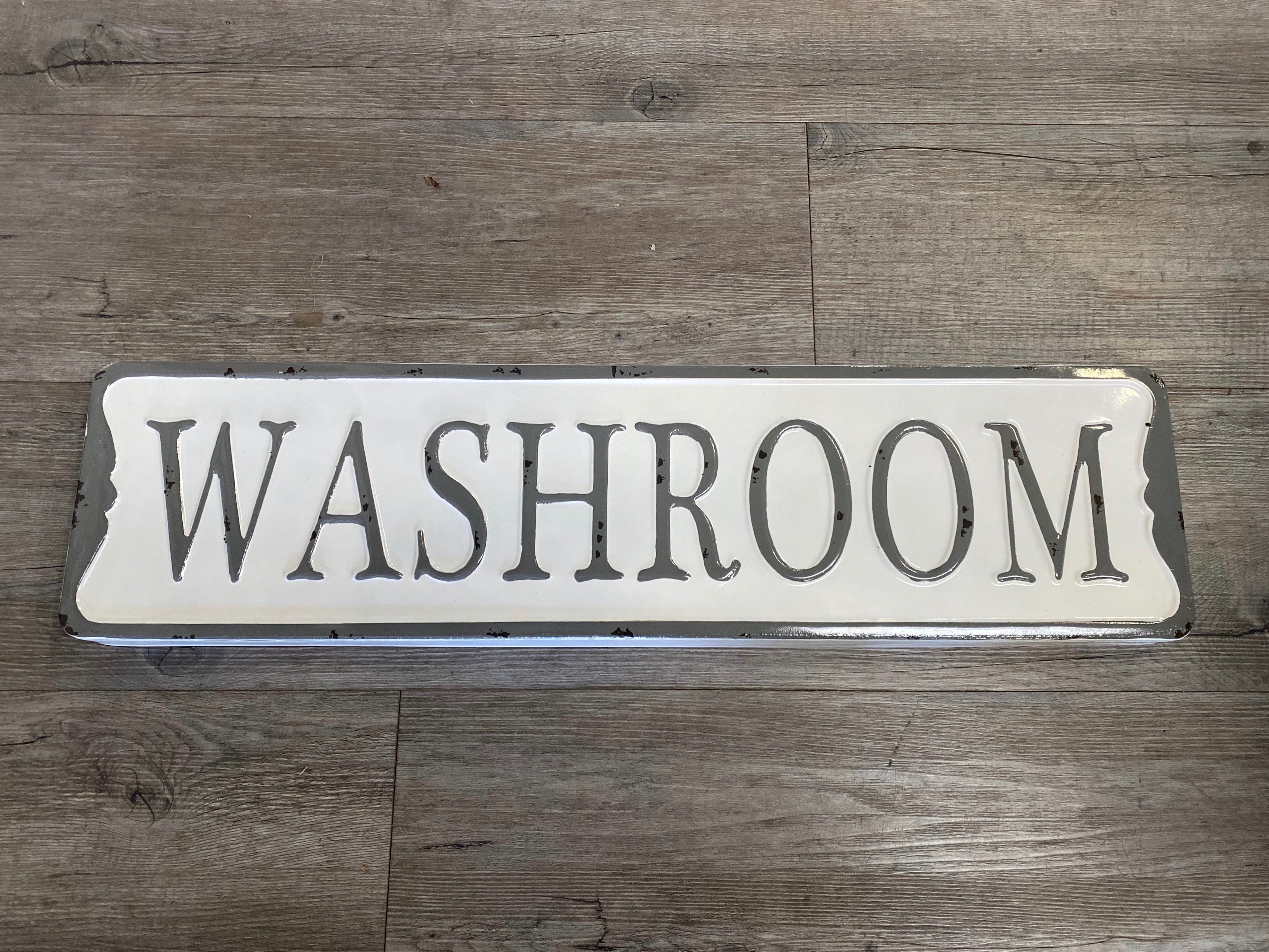 GREY Washroom Sign