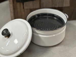 Vintage Enamel Strainer Pot with LID FREE Postage
