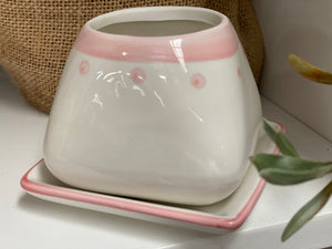 PINK Ceramic Pot and Saucer