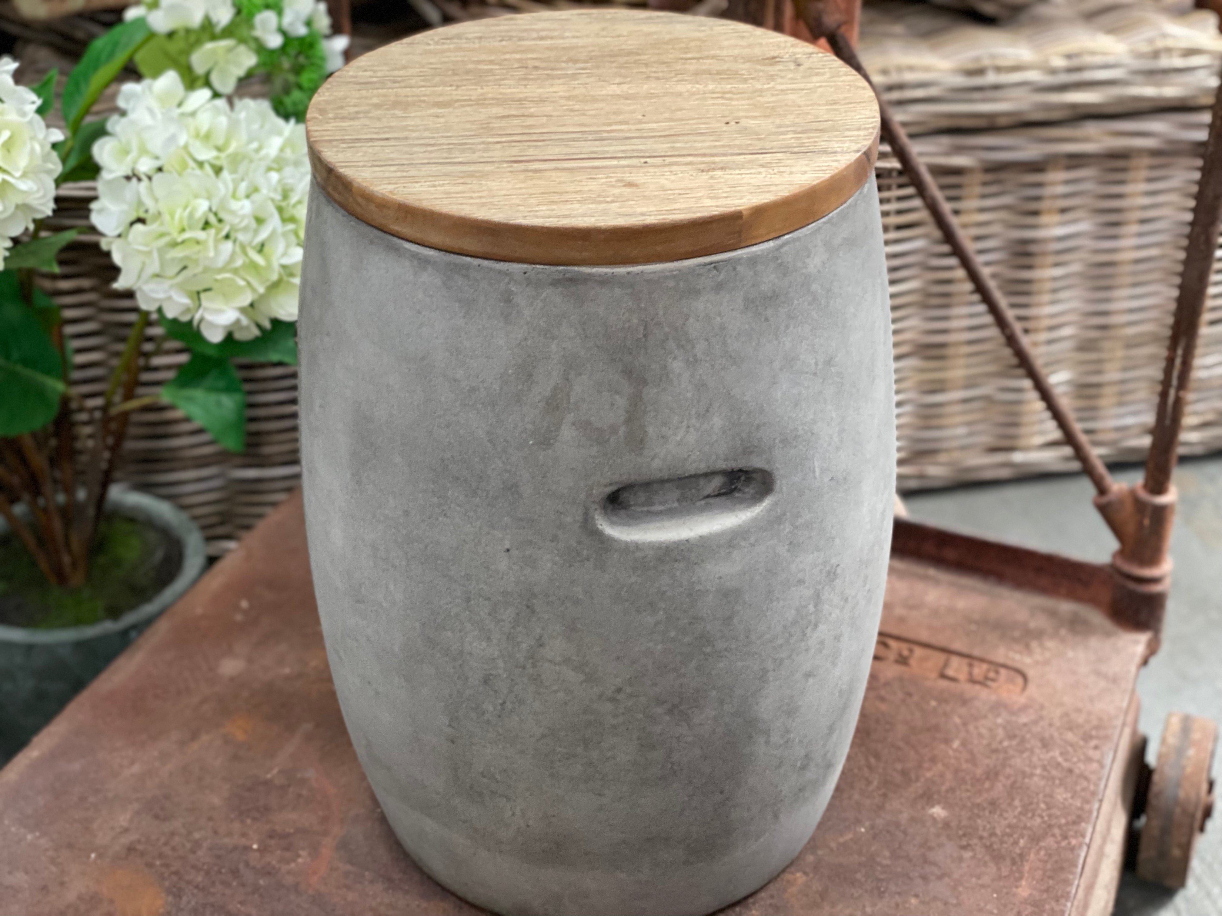 Concrete TIMBER Top Stool