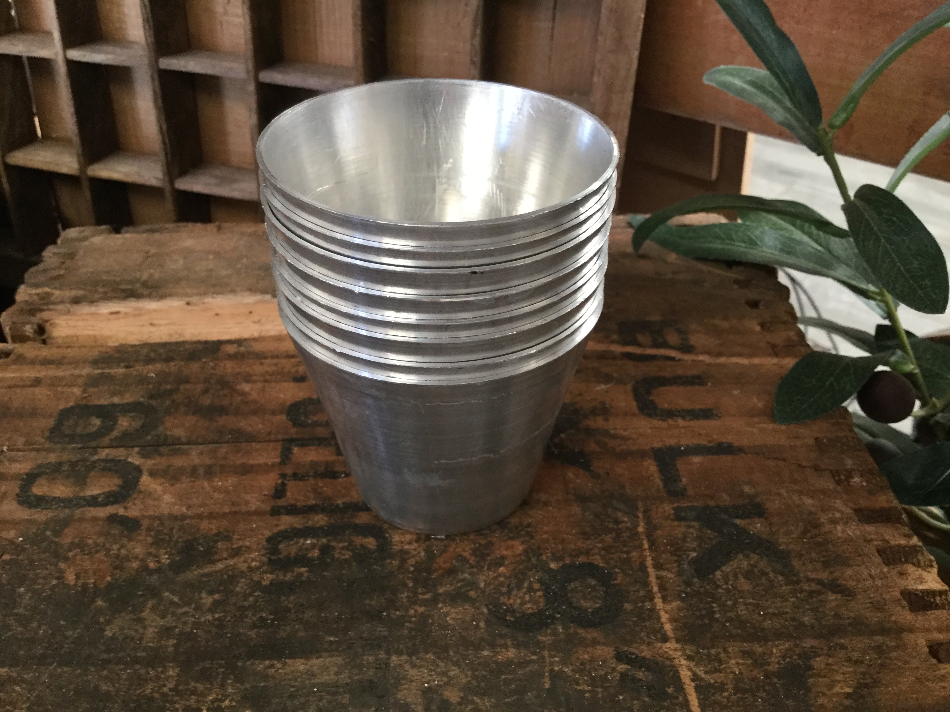 SET of 8 Small Vintage Aluminium Cups
