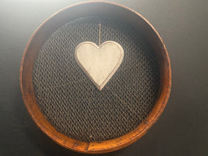 VINTAGE Timber White HEART on JUTE 1 ONLY