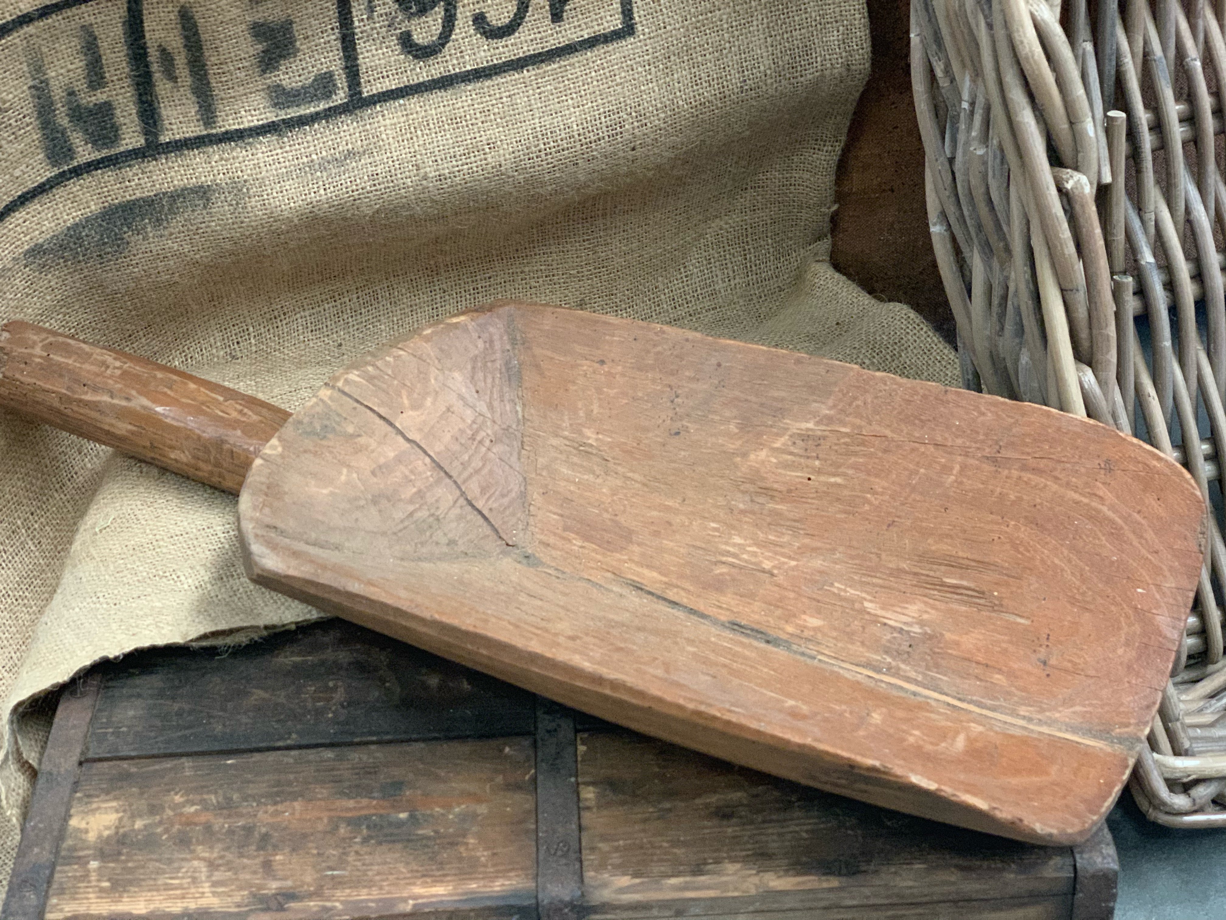 Large Wooden VINTAGE Grain Scoop 