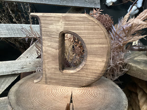 Handmade Vintage Brown Timber Letter D