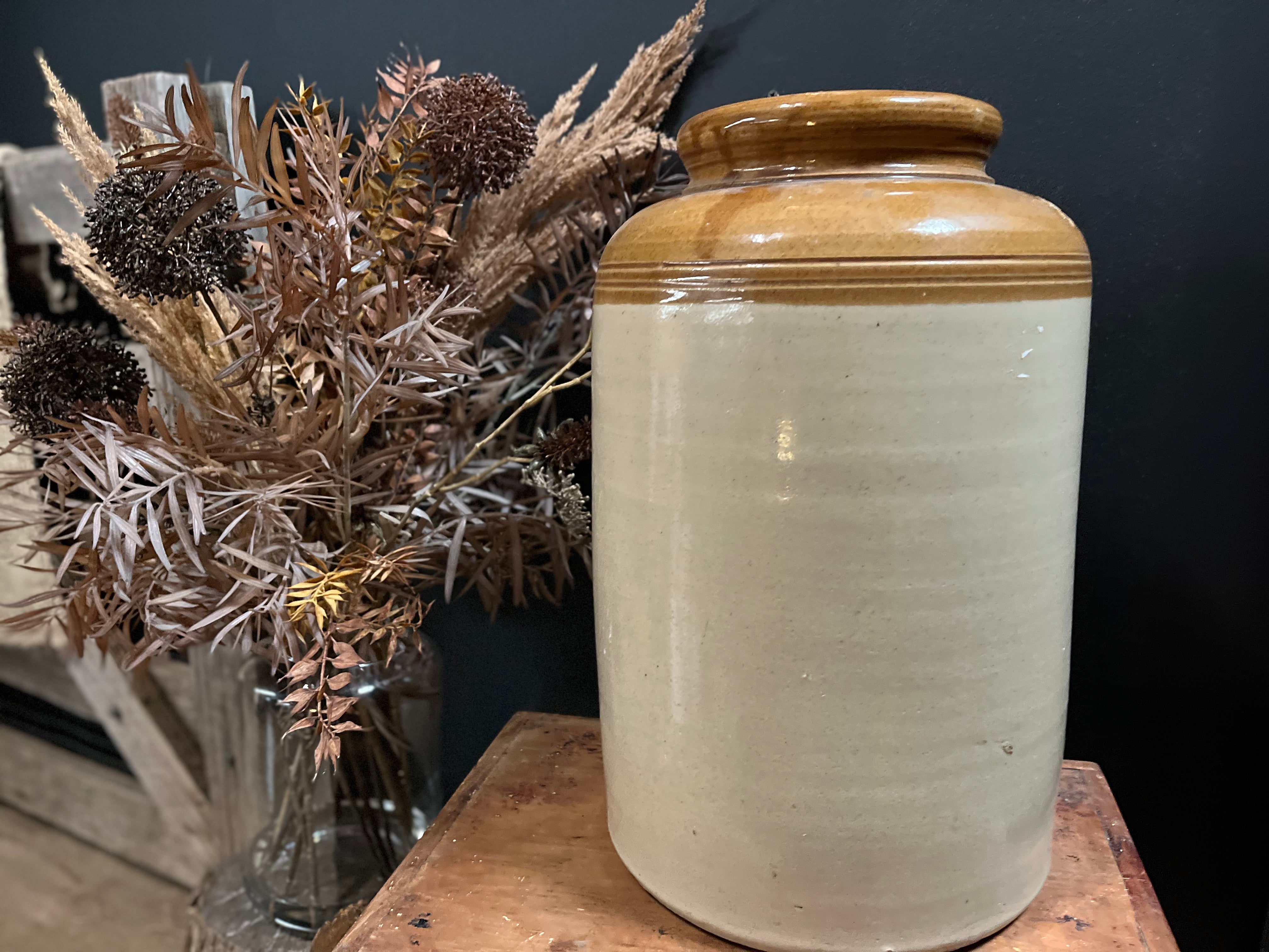 XL Vintage MUSTARD Pottery Vase