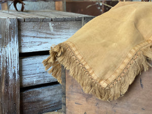 NEW 100%  LUX LINEN Tassel TABLE Runner Camel