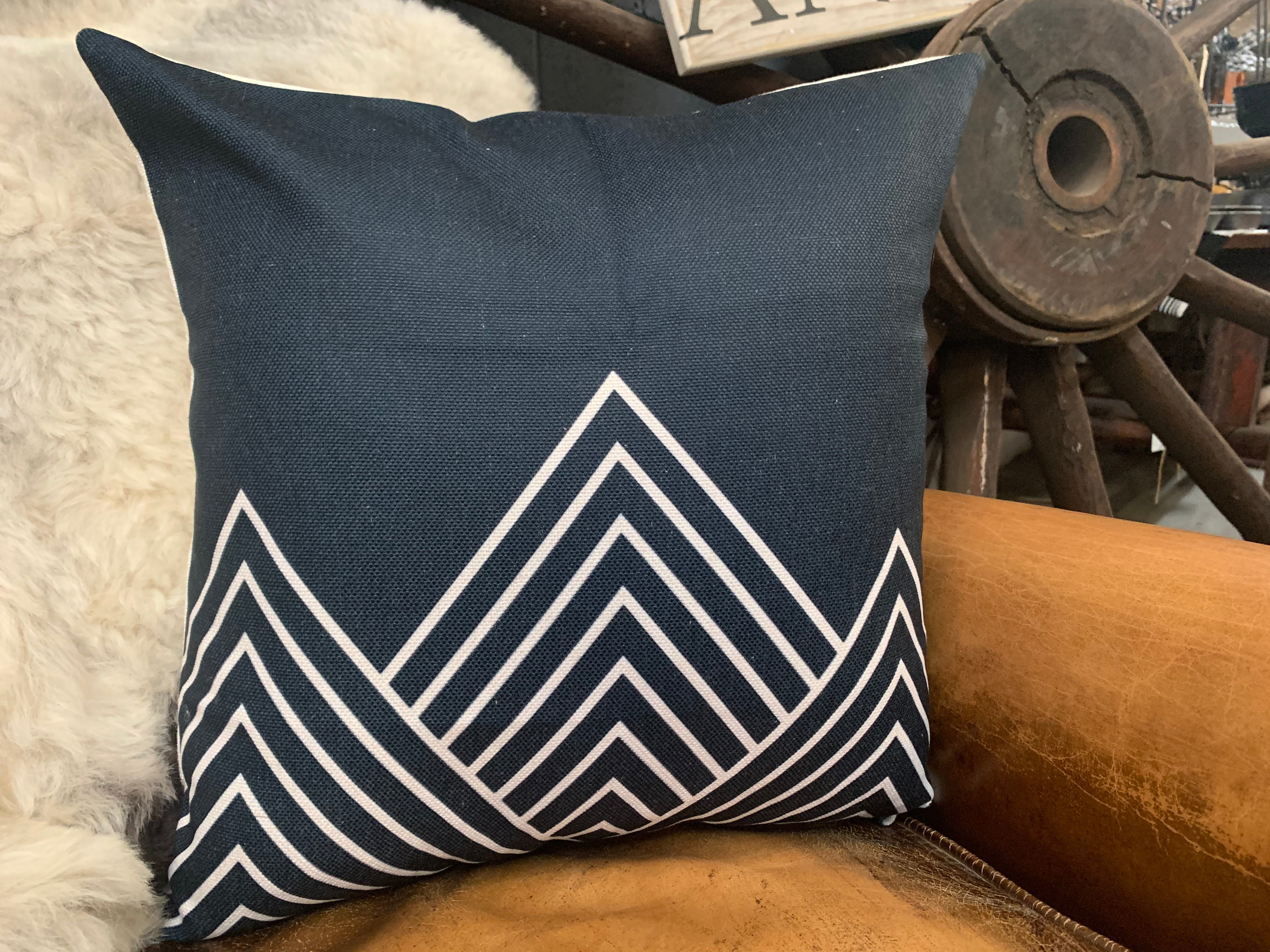 Navy & White Triangles Cushion FREE Postage