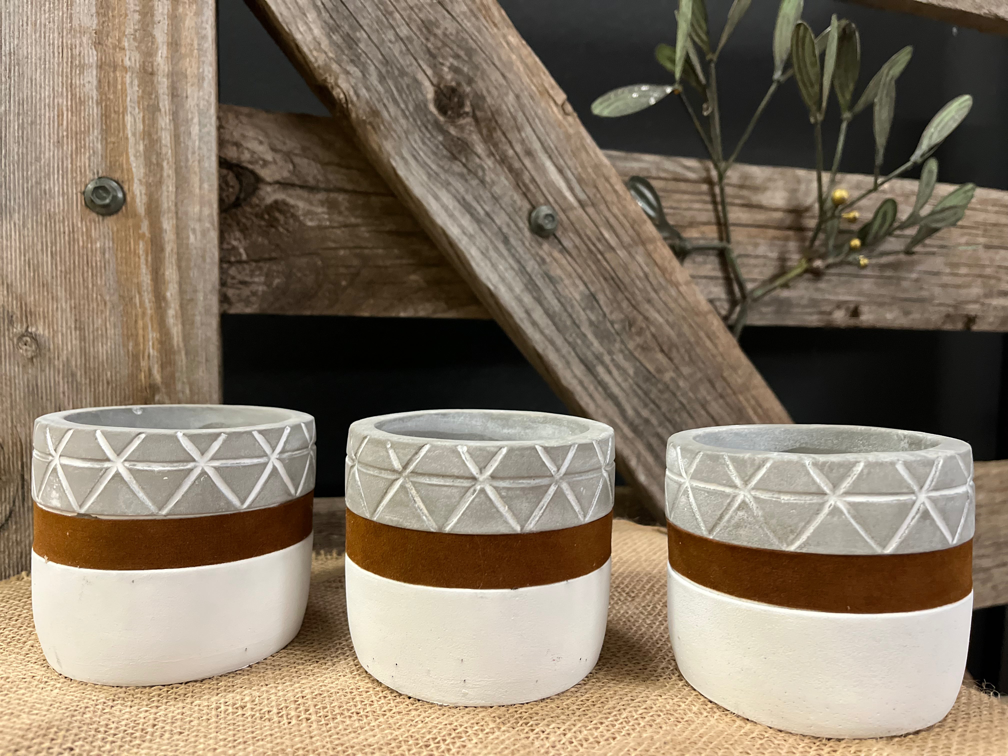 DIAMOND CERAMIC White Planter SET of 3