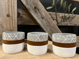 DIAMOND CERAMIC White Planter SET of 3
