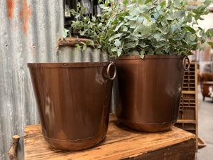 BRONZE Jumbo metal detailed Planter with rings