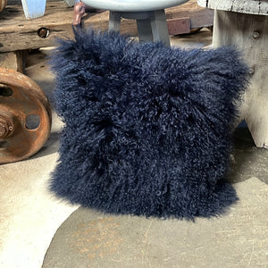 Mongolian Sheepskin Cushion NAVY