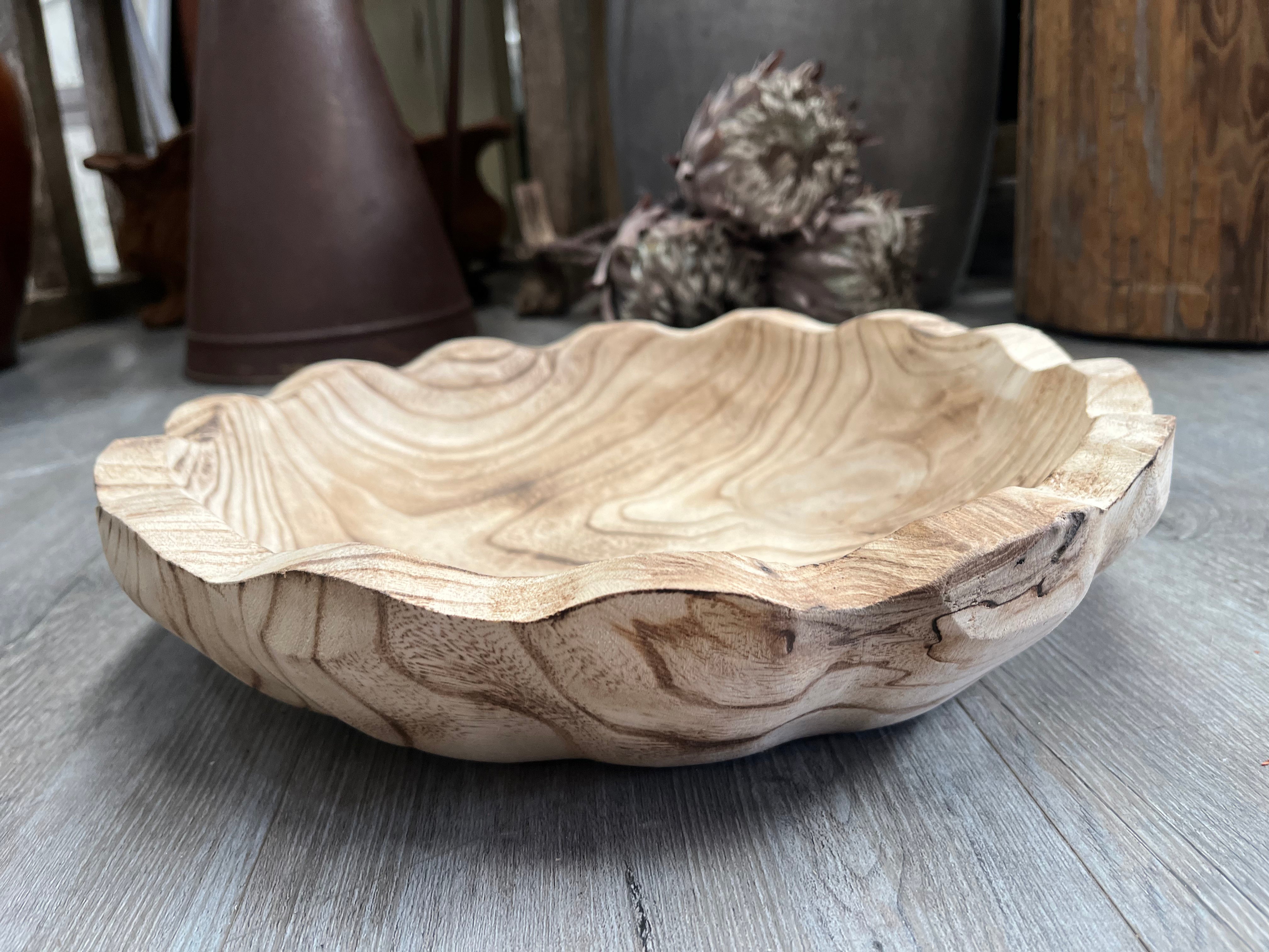 Natural BURNT Timber Serving Tray Round