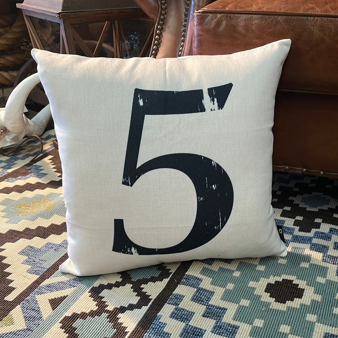 Vintage NUMBER 5 Large Cushion FREE Postage