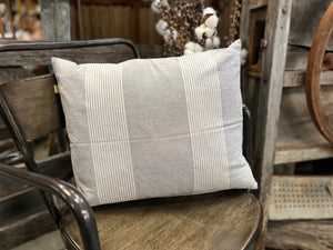 Grey stripe Recycled Cotton Feather cushion FREE Postage
