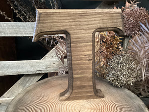 Handmade Vintage Brown Timber Letter T