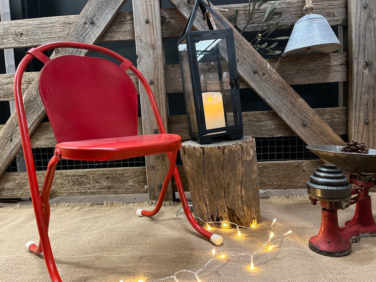 Vintage RED Metal Childs Chair The OLDE Farm Store