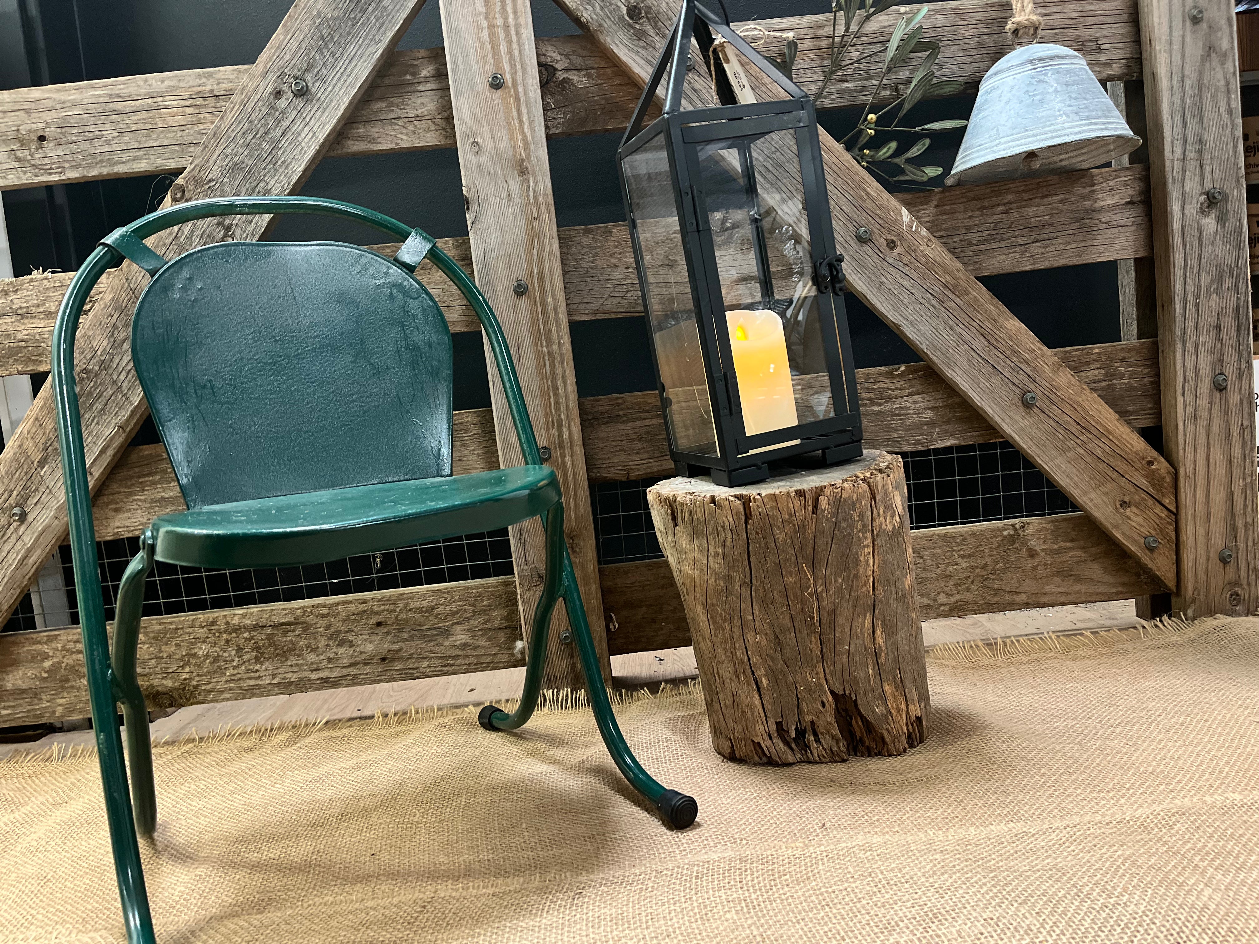 Vintage GREEN Metal Childs Chair
