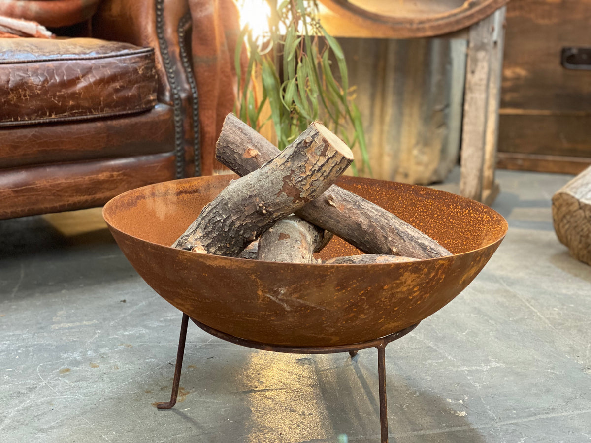 RUST FIRE PIT Bowl + stand 50cm The OLDE Farm Store