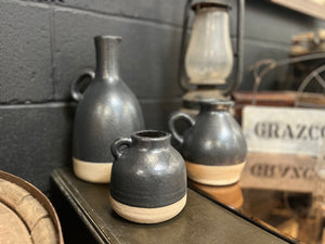 Large Black & Stone Terracotta Deco Jug / vase