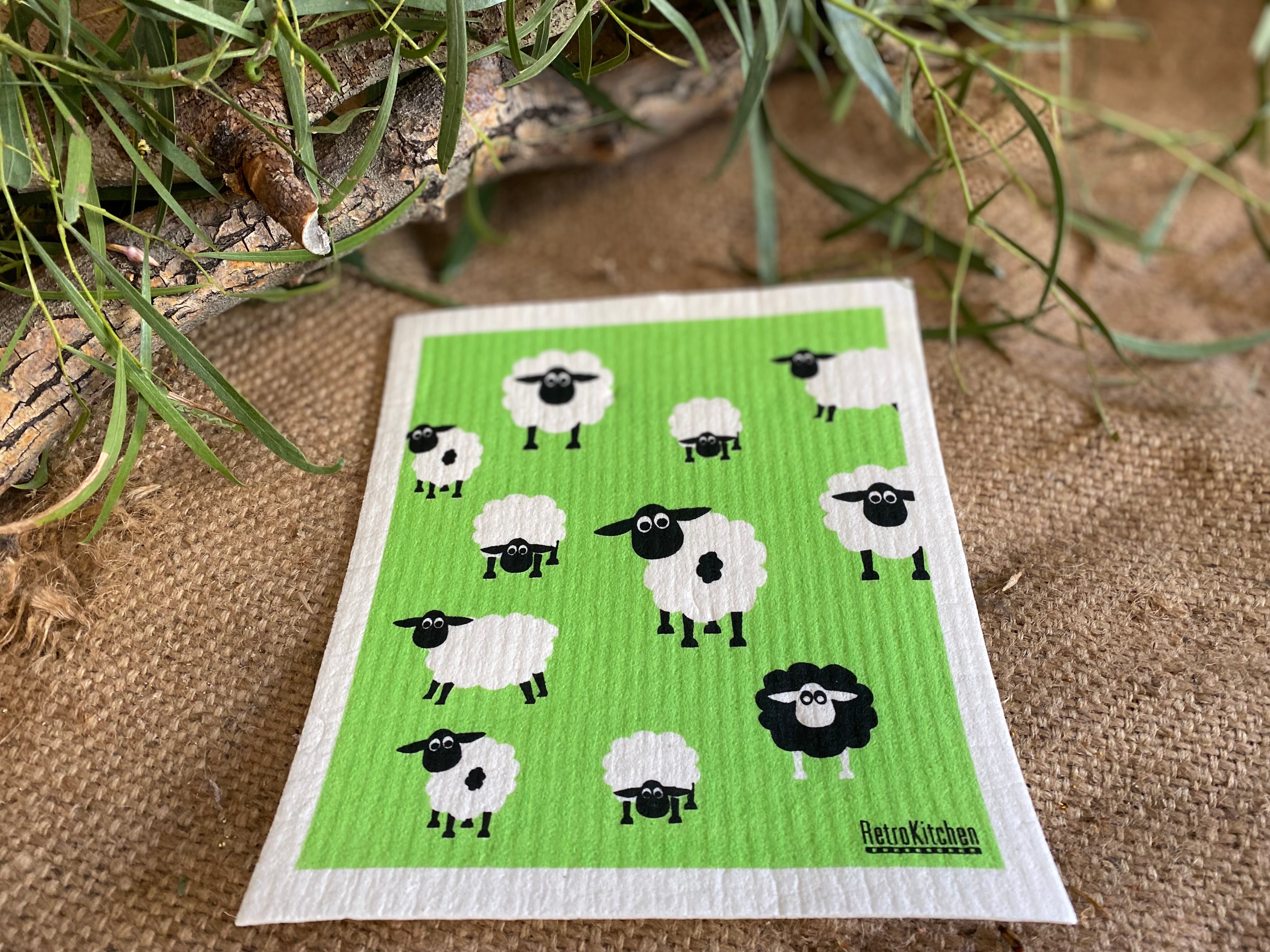 Re useable washable KITCHEN sponge cloth Sheep design