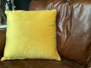 NEW Velvet Cushion Mustard FREE Postage
