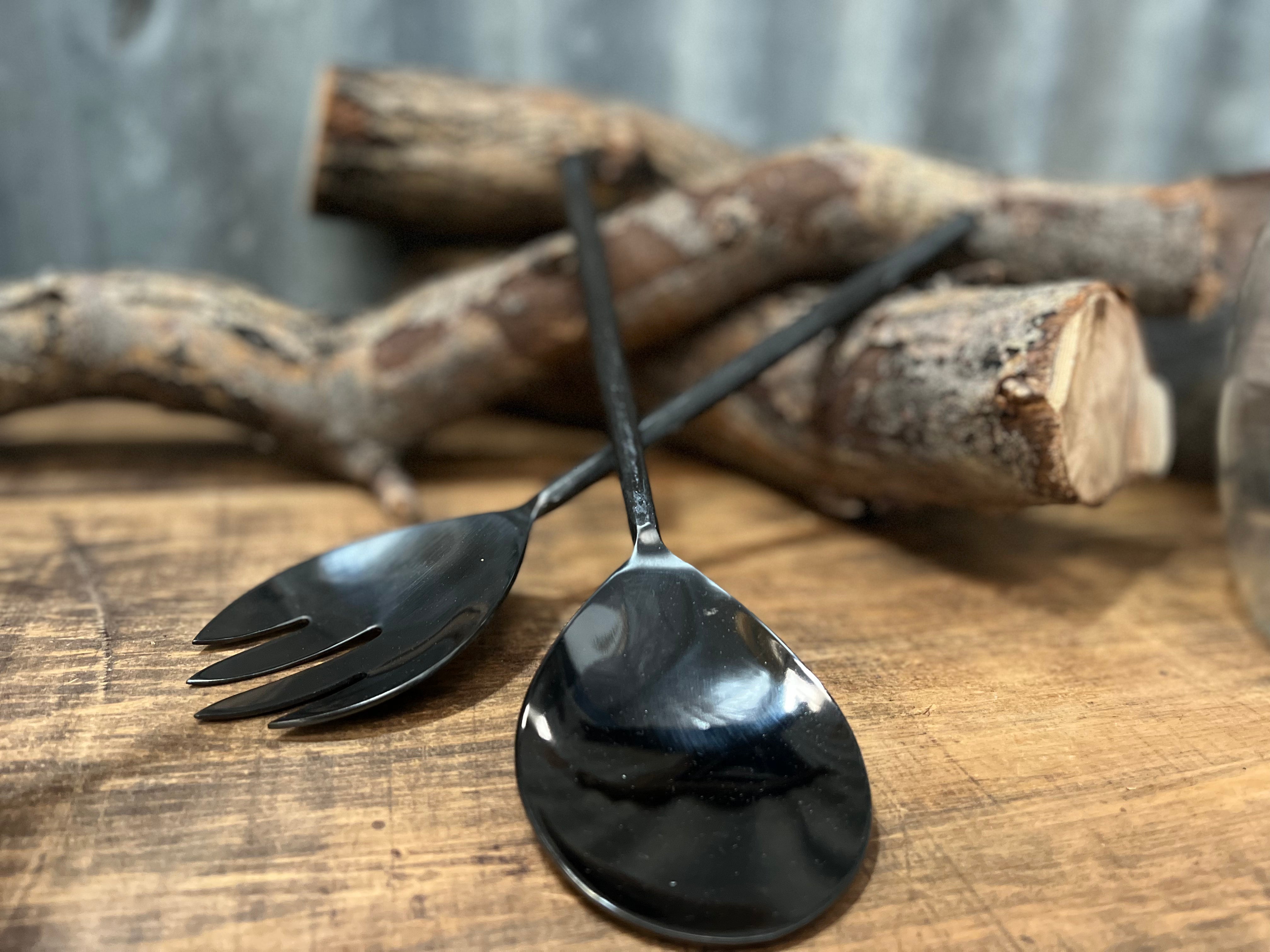 Black Nickel Salad Servers by WILKIE Brothers