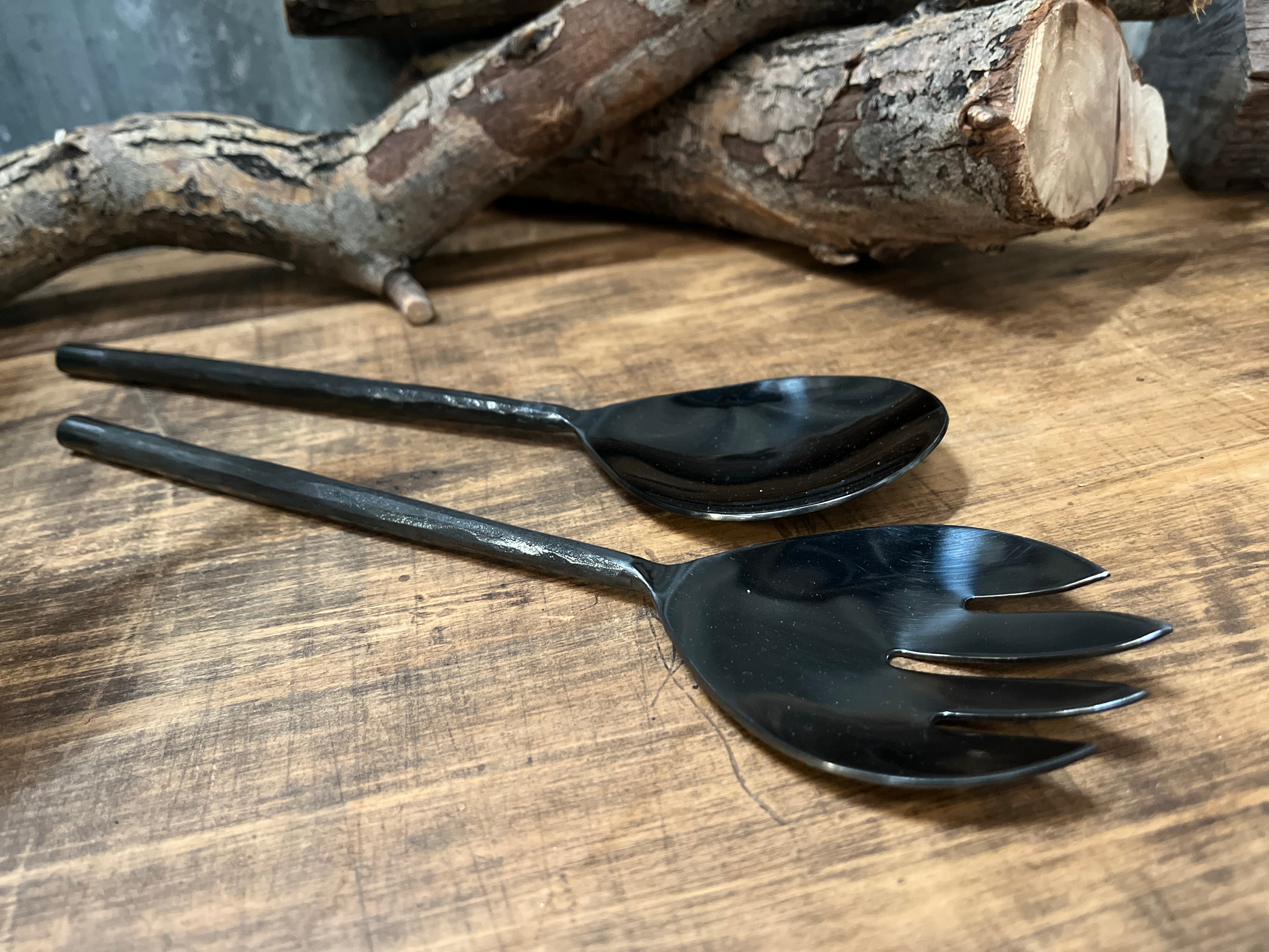 Black Nickel Salad Servers by WILKIE Brothers