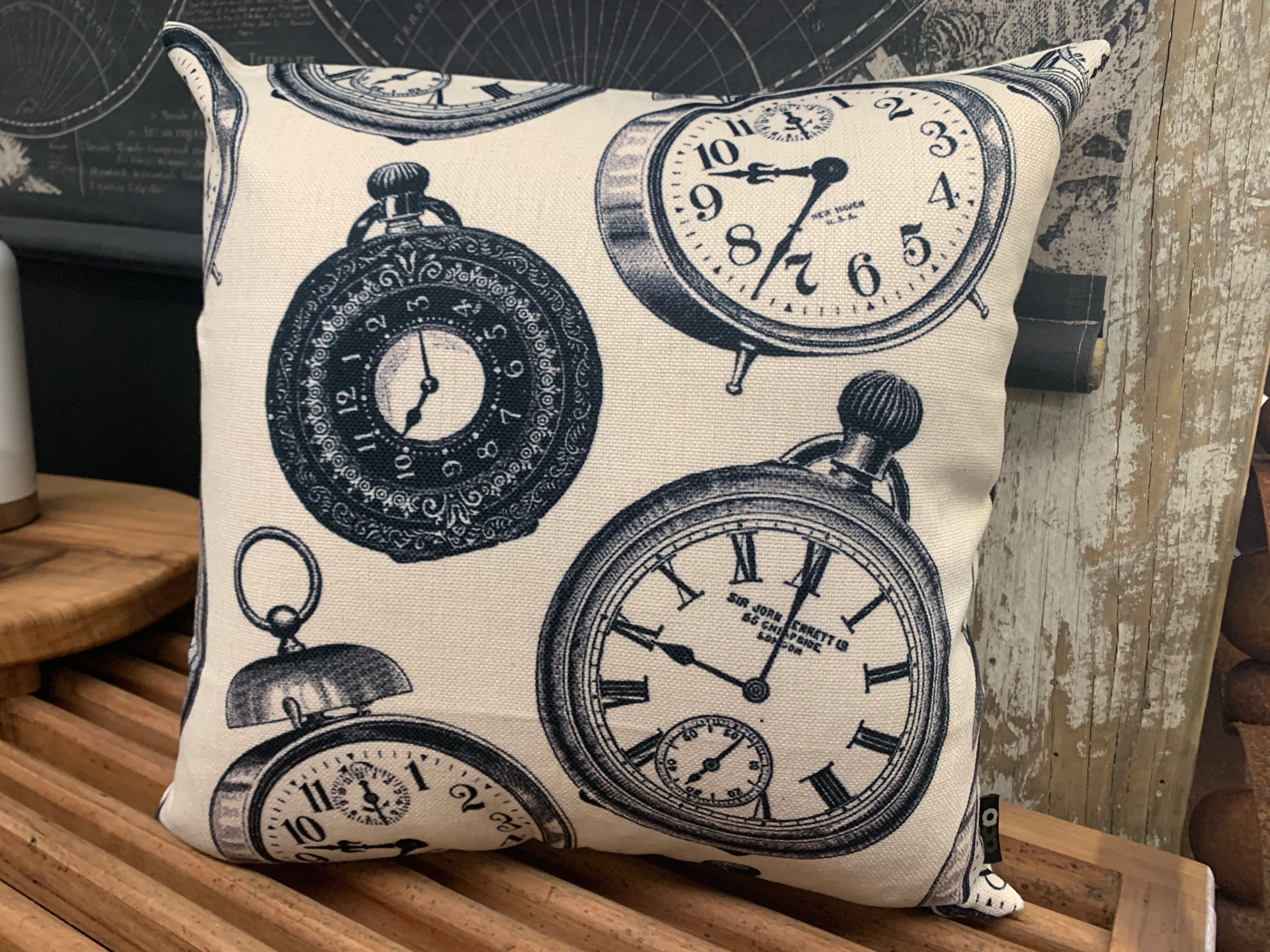 Vintage Clocks Cushion FREE Postage