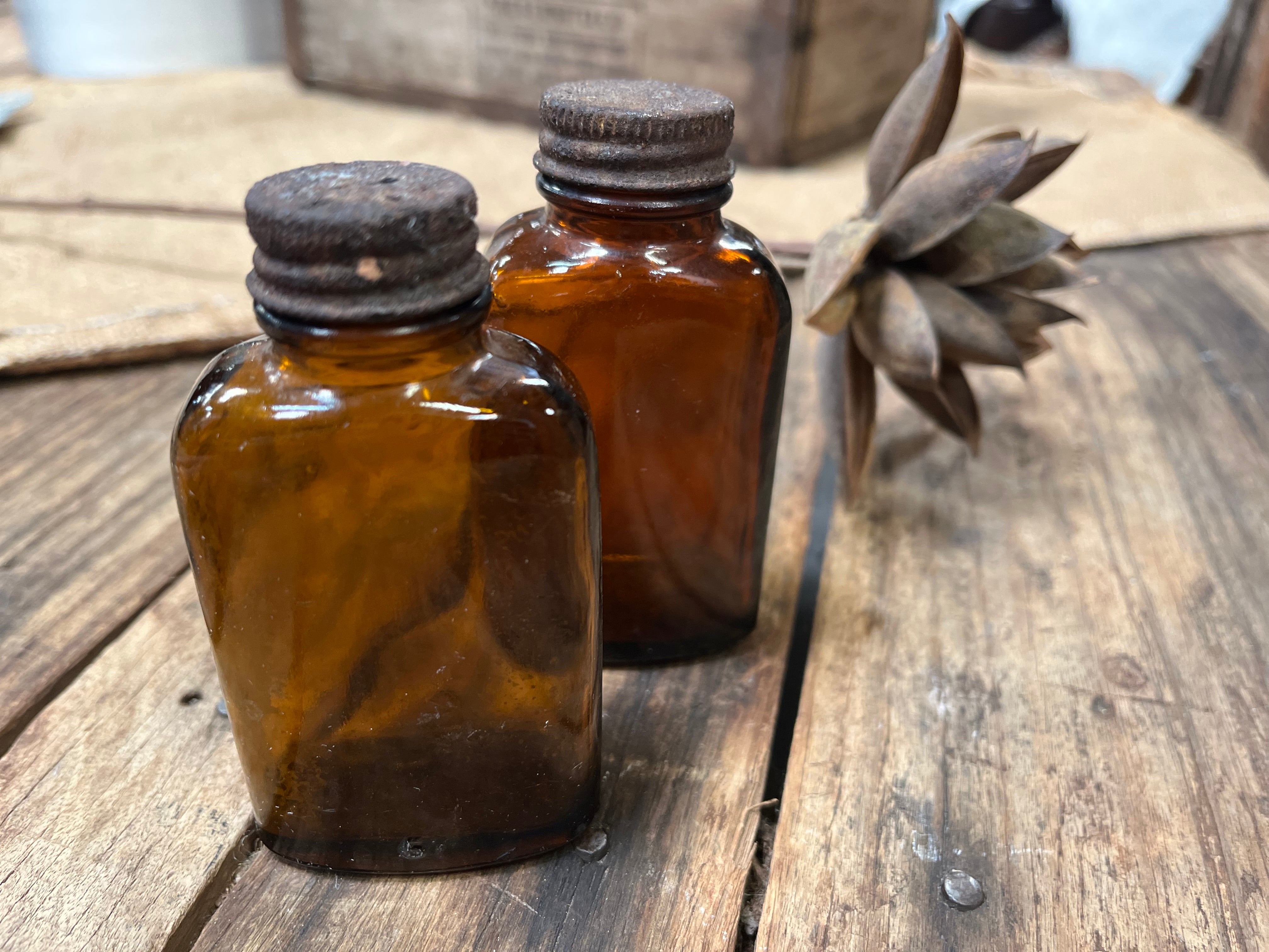 Set of 2 Vintage chemist Bottles