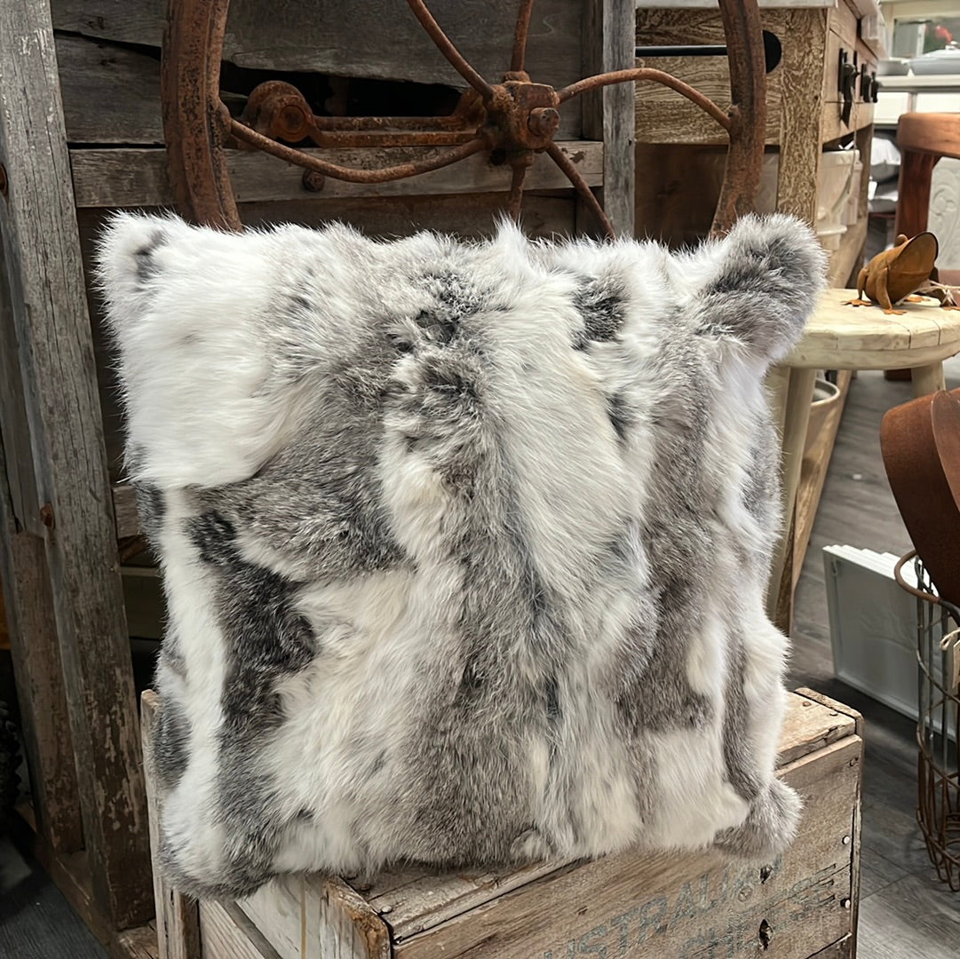 Genuine SNOW Rabbit Fur Cushion FREE Postage
