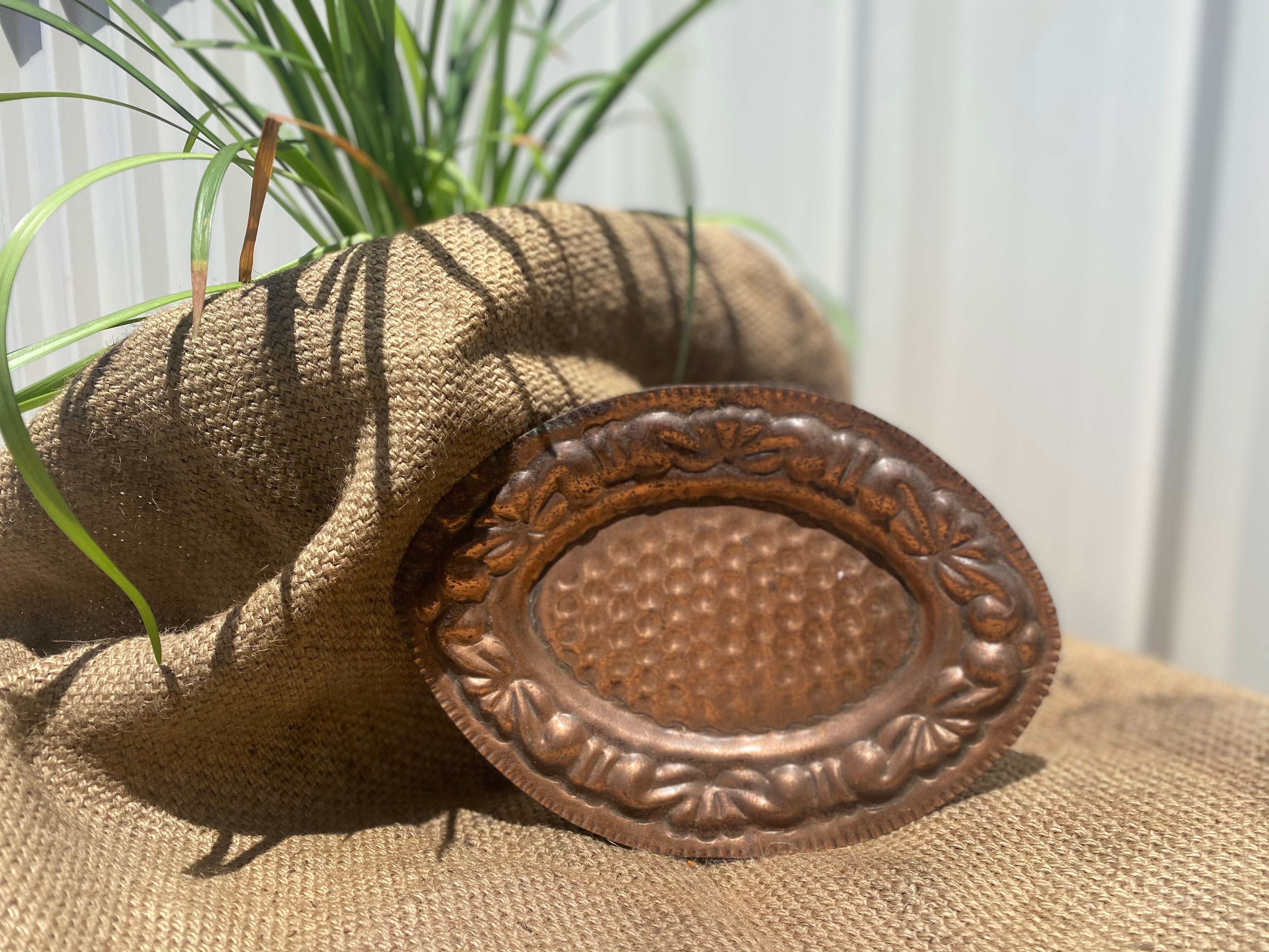 Vintage PRESSED COPPER serving tray