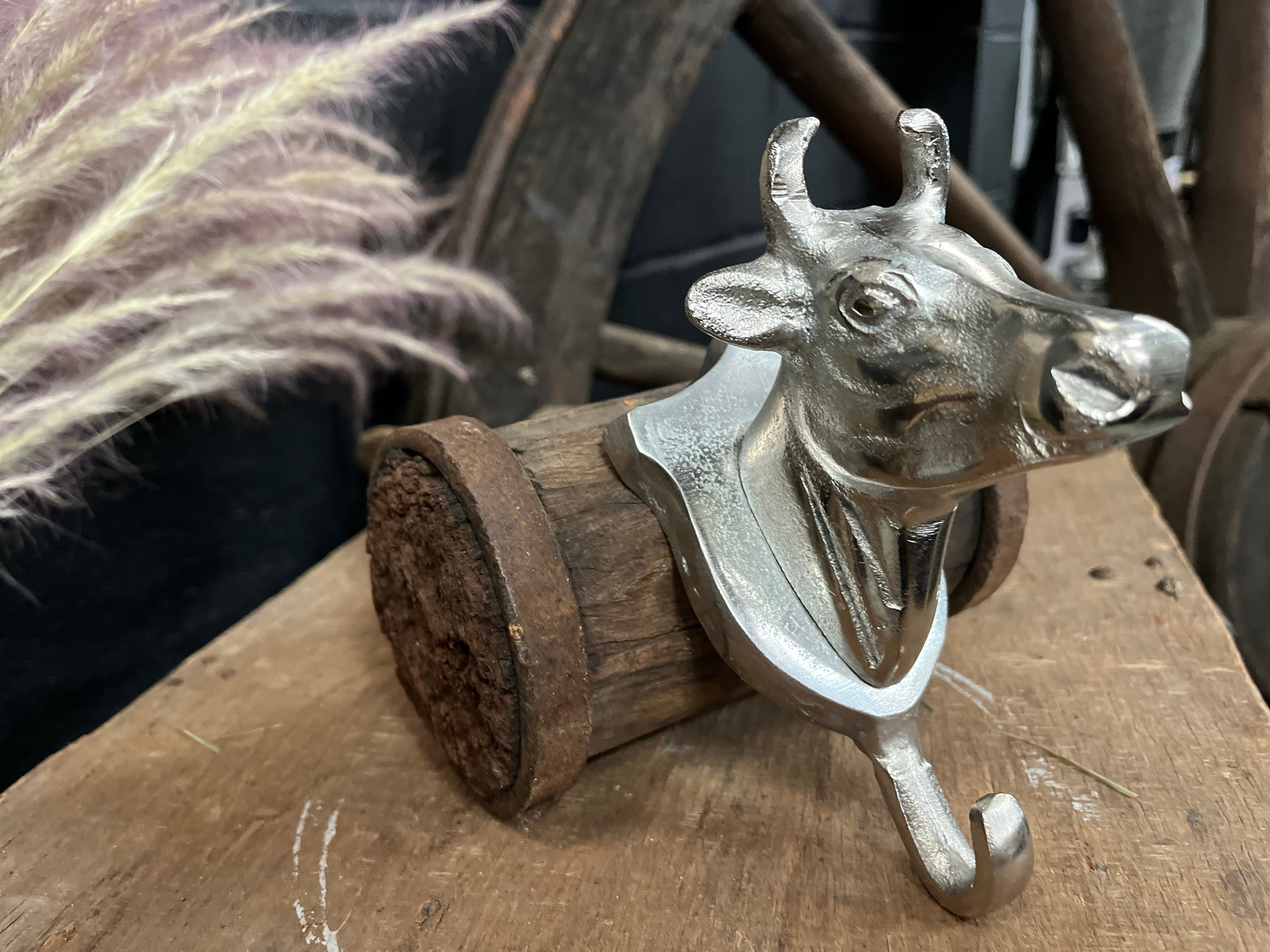 Silver decorative Cow hook